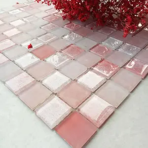 Pink glass floor tile Chinese mosaic tiles