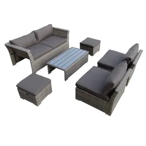 Alibaba Trung Quốc Bán Buôn Wicker Poly Mây Ngoài Trời Sân Vườn Hoàng Gia Dòng Patio Sofa Đặt Đồ Nội Thất