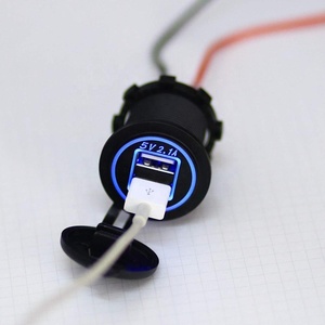 MX автомобильное зарядное устройство с двумя USB-портами, электрическая розетка 2 а с проводным предохранителем, набор «сделай сам», синяя светодиодная подсветка для автомобиля, лодки, морского RV, мобильного телефона - Product Image 5