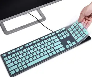 Waterproof Blue Keyboard Skin Cover for Dell Wireless Wired Keyboard KB216 Dell KM636 KM636(V2)