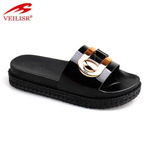 Nieuwe Model Pu Bovenste Vrouwen Slide Sandalen Fancy Dames Platte Slippers