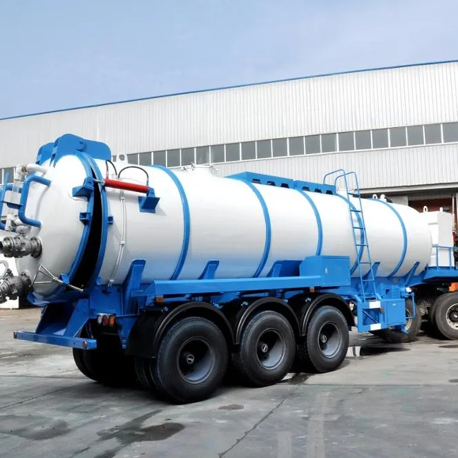 ต่ำราคา waste collection vacuum tanker 25000 ลิตรดูดสิ่งปฏิกูลรถพ่วงถัง 25m3 สำหรับขาย