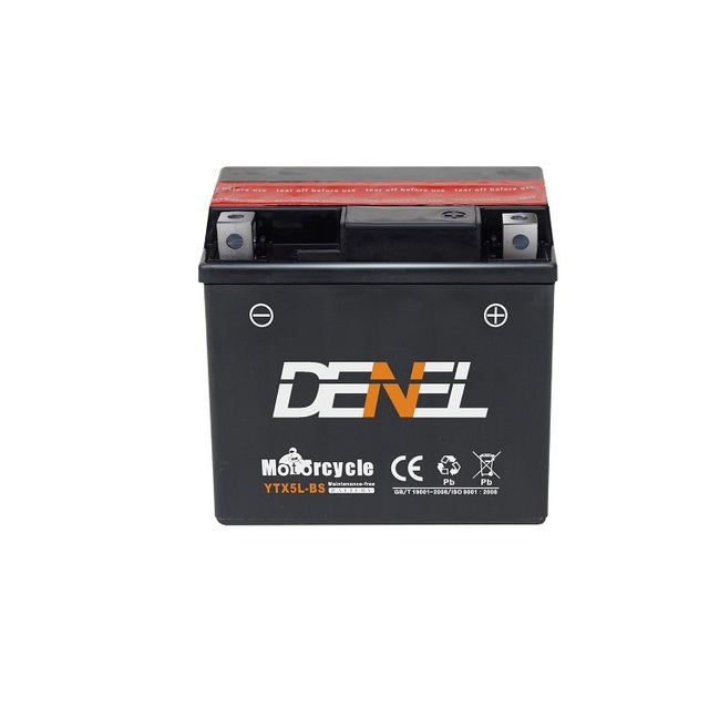DENEL New Sealed 12V Motorcycle/Scooter/Electric Bike Battery 5Ah Replacement CE Certified Free Maintenance 1-Year Warranty