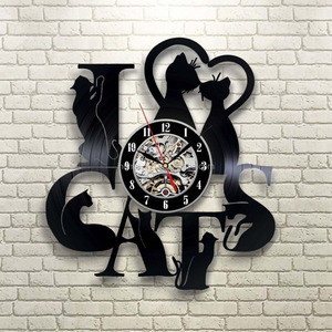 Decorazione della casa attaccatura di <span class=keywords><strong>parete</strong></span> di arte <span class=keywords><strong>orologio</strong></span> <span class=keywords><strong>da</strong></span> <span class=keywords><strong>parete</strong></span> in vinile vintage gatti <span class=keywords><strong>orologio</strong></span> - Product Image 1