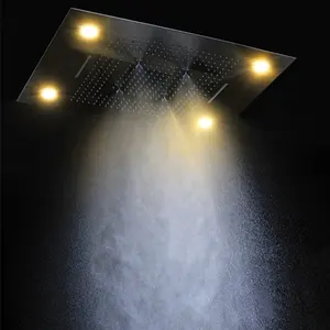 Gran ducha cabeza 600*800mm de precipitaciones mistfall de cascada de agua cortina y de función múltiple led ducha en el cuarto de baño