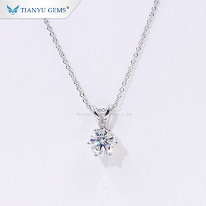 TIANYU GEMS <span class=keywords><strong>Collana</strong></span> con Pendente <span class=keywords><strong>Solitario</strong></span> in <span class=keywords><strong>Diamante</strong></span> di Laboratorio in Oro Bianco 14K con Classica Montatura a Sei Griffe - Product Image 2