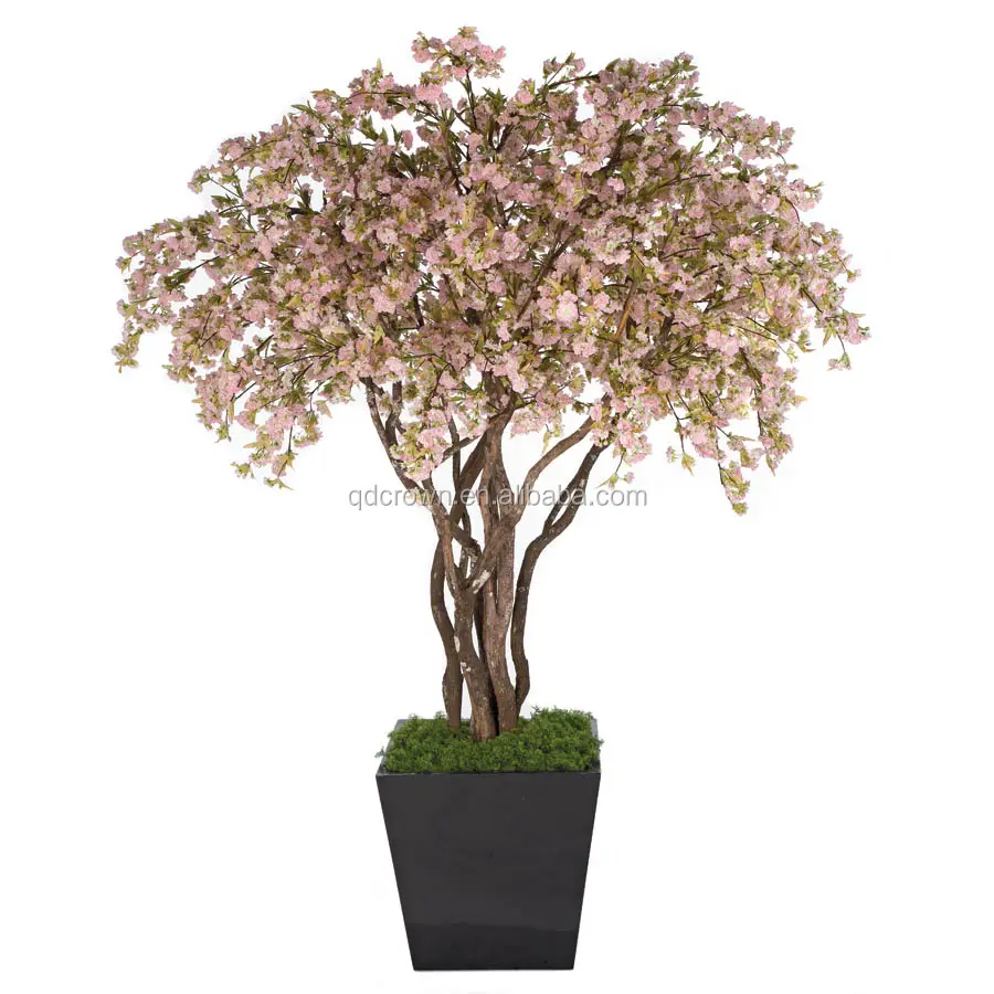 Promotie Zijde Takken Rode Plant Cherry-Blossom Roze Bonsai Kunstmatige Kersenbloesem Boom