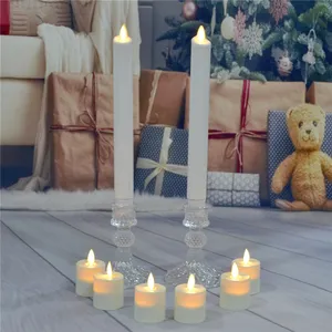 Wax Covered Glow Led Flameless Taper Candles For Wedding