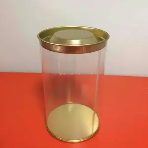 透明プラスチックPETGキャンディーハーブジャーブリキ容器/プラスチックボトル/透明食品密封缶