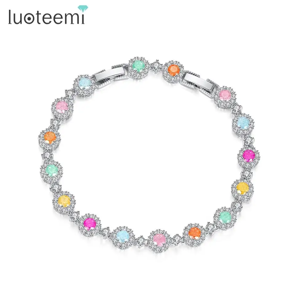 LUOTEEMI-bijoux en plaqué or blanc, marque de mode turque, Bracelet de Tennis tendance en zircone cubique pour fille, offre spéciale