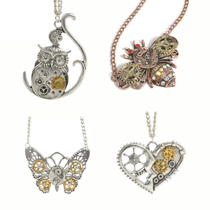 สร้อยคอรูปหัวใจแบบกลไกสตีมพังค์ย้อนยุคสร้อยคอกระดูกไหปลาร้ารูปแมลงนกฮูก - Product Image 1