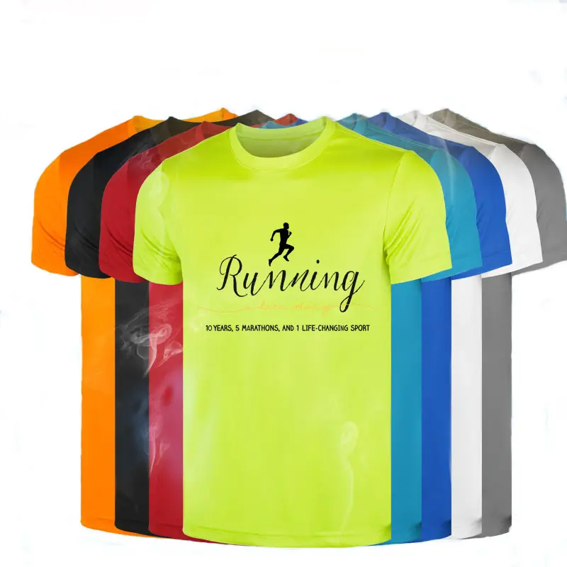 Mens cool dry sublimation printing material performance interlock tee 100% polyester fitness t shirts
