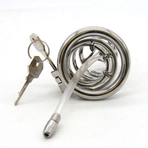 Frrk 6.6 Cm Metal Kesucian Kandang untuk Pria Kesucian Perangkat Kesucian Kandang 304 Stainless Steel Kunci Penis dengan Kateter - Product Image 5