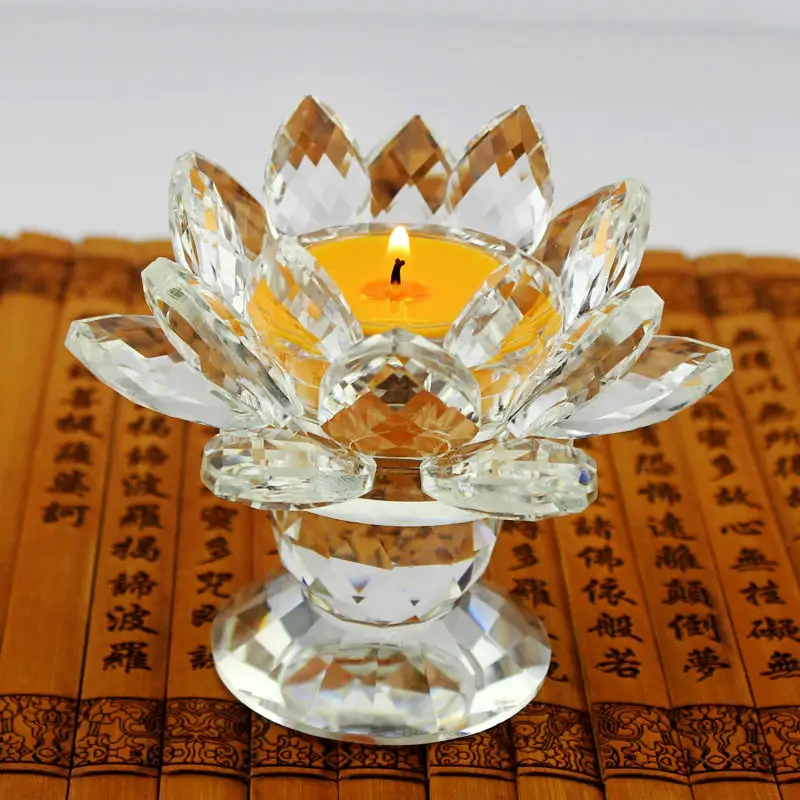 OEM / ODM Pemegang Lilin Kristal Kaca Lotus Murah