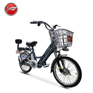 Bicicleta elétrica leve 16" 250w 48V com bateria oculta, bicicleta elétrica de assentos duplos, e-bike urbana com cesta