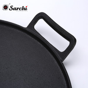 12 Inch Large Flat Bottom <strong>Pancake</strong> <strong>Pan</strong> Cast Iron Griddle Pizza <strong>Pan</strong> - Product Image 4