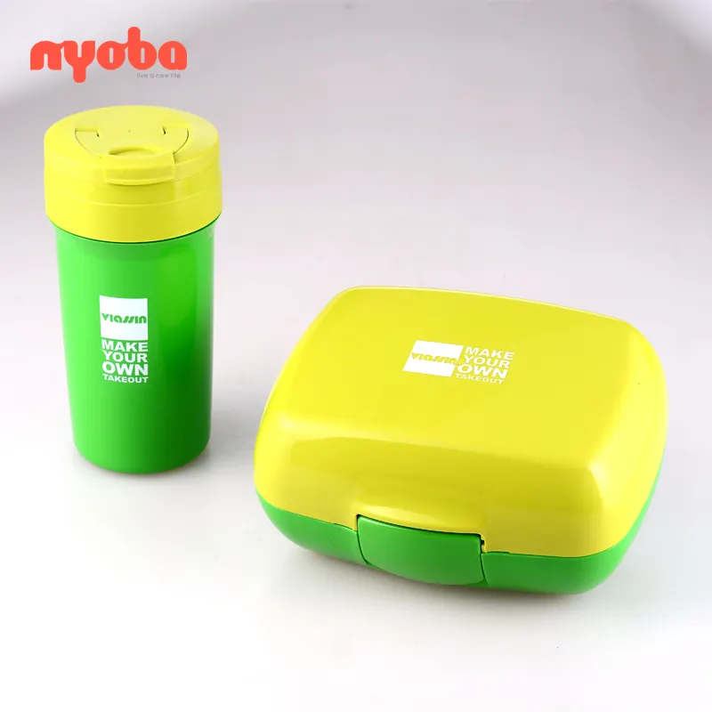 Factory lunch box bottle set 3 compartments BPA free customized LOGO Microwave leak-proof food plastic portable for student kid