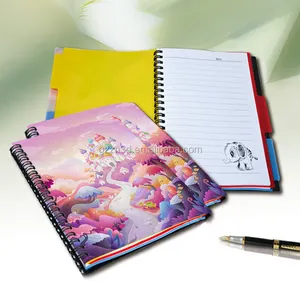 Souvenir Unicorn Hewan 3D Lenticular Notebook, PET/PP Plastik Notebook