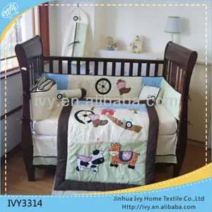 100% хлопка кроватку постельного белья оптовая/дешевые ёивотных печати детское постельное белье оптовой в китае