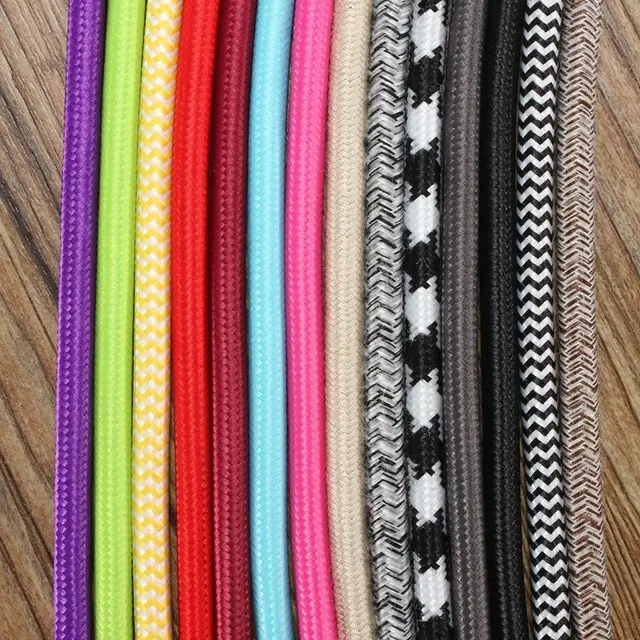 Decorative Lighting Accessories Electrical Fabric Cable Cotton Textile cord set Twisted 2/3 Core Braided Electrical Wire Cord