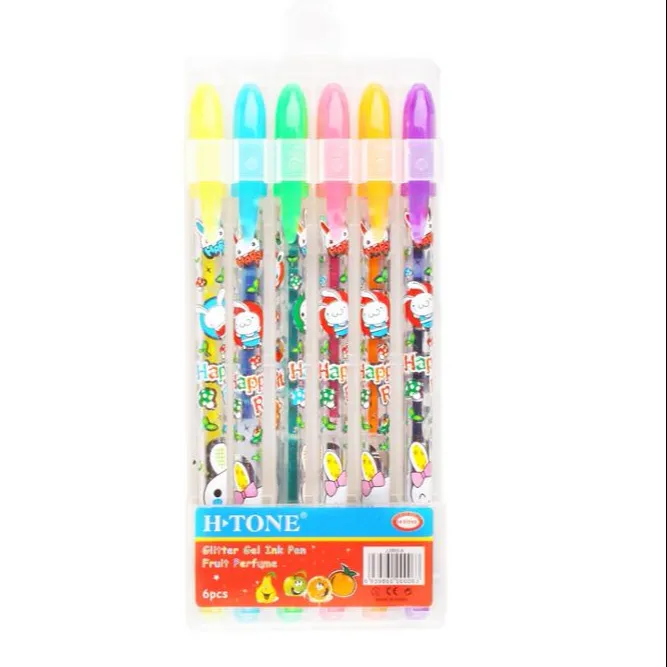 Frutta Profumo 6 Colori di Scintillio Del Gel Penne Multicolor uso Ufficio di Modo di Scintillio Penna Del Gel