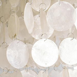 Natural Color Party Wedding Decoration Modern Flat Round Capiz <strong>Shell</strong> Chandelier <strong>Light</strong> - Product Image 4