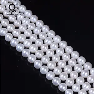 The Pearl Source 8-9mm Round Genuine White Freshwater Cultured Pearl