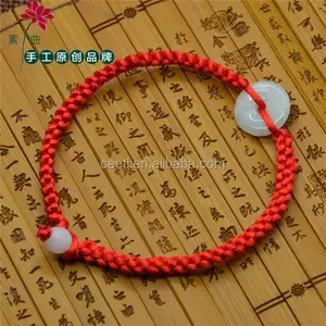 Pulseira círculo jade charme vermelha tecido, boa sorte pulseira bracelete amizade