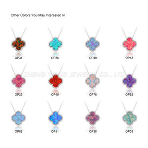 Lab créé opale pierre collier / synthétique trèfle opale collier <span class=keywords><strong>pendentif</strong></span> / trèfle opale cabochon <span class=keywords><strong>pendentif</strong></span> en argent collier - Product Image 3