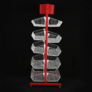 Có thể tháo rời siêu thị hai mặt cửa hàng tiện lợi Kim Loại dây giỏ hiển thị đứng - Product Image 1