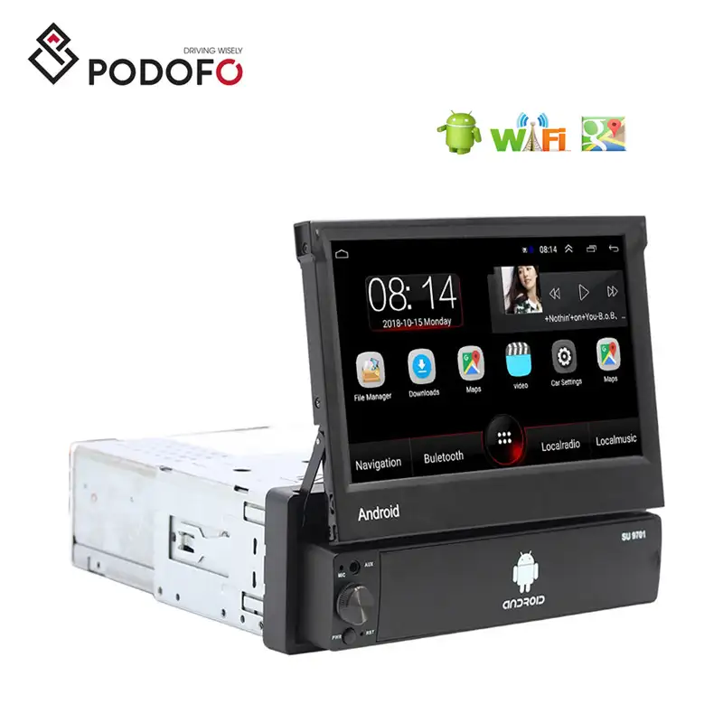 Podofo 1 Din Android 9.1 Car Radio Para Auto 7'' Foldable Detachable Touch Screen GPS Wifi BT FM Car Video Player