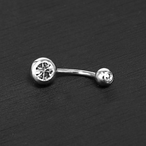 POENNIS di alta qualità doppia gemma palla <span class=keywords><strong>piercing</strong></span> all'<span class=keywords><strong>ombelico</strong></span> gioielli per il corpo in <span class=keywords><strong>acciaio</strong></span> inossidabile <span class=keywords><strong>chirurgico</strong></span> anello di pancia da donna in cristallo - Product Image 5