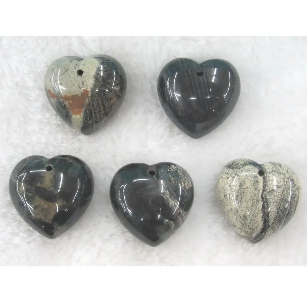 1" or customized Natural gemstone stone silver leaf polished puffed hearts