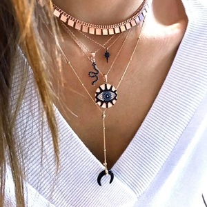 Promotion <span class=keywords><strong>oeil</strong></span> <span class=keywords><strong>turc</strong></span> gravé rond pièce pendentif plaqué or pavé cz <span class=keywords><strong>oeil</strong></span> collier - Product Image 1