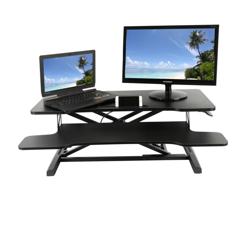 Goedkope Vouwen Moderne Kantoor Hoogte Verstelbare Sit Stand Up Bureau 36 ''Staande Bureau Converter Dual Monitor Tafelblad Riser