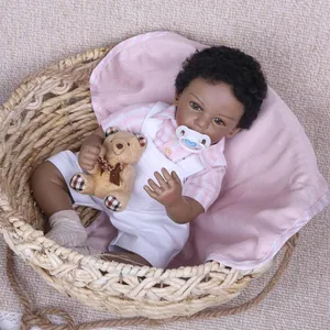 NPK 55cm Silicone Reborn Boneca Realista Fashion Baby Dolls For Princess Children Birthday Gift Bebes Reborn schwarz Doll