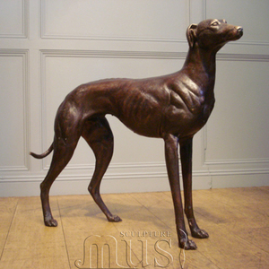 家または屋内の装飾メタルクラフト等身大ブロンズグレイハウンド犬の像 - Product Image 2