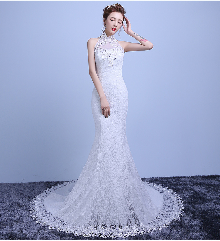 slim fit dress slacks Luxury Mermaid Halter Lace Wedding Dress,Lace Bridal Gown,WW217 – winkbridal main image 1