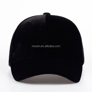 Điều Chỉnh Tùy Chỉnh Kim Loại Khóa Lại Dây Đeo Đồng Bằng Nhung Đen Mũ Bóng Chày Mà Không Có Logo - Product Image 2