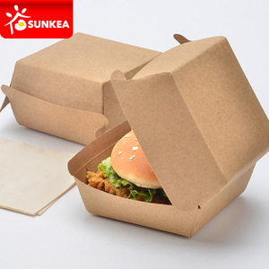 Biểu tượng tùy chỉnh cấp thực phẩm dùng một lần thức ăn nhanh bao bì giấy kraft bánh hamburger vỏ sò <span class=keywords><strong>Burger</strong></span> hộp bán buôn - Product Image 6