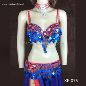 Commercio all'ingrosso blu danza del ventre sexy egitto costume (XF-075 blu)