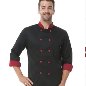 Veste à manches longues noire, vêtements de Chef modernes pour Restaurant-Bar avec Logo personnalisé, uniforme de Chef de Style japonais, vente en gros, nouvelle mode