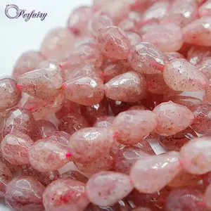 drop shape brazil precious stone clear pink quartz beads