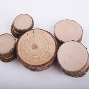 Anel de madeira natural para artesanato, fatias de árvore com latidos para pintura e pendurar