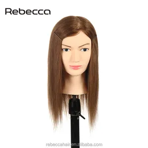 Rebecca-Cabeza de Maniquí de entrenamiento para mujer, alta calidad, con cabello 100% indio, para entrenamiento de corte de pelo