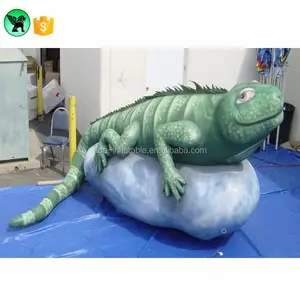 Advertising event party decor 3m tall giant inflatable lizard with stone ST320