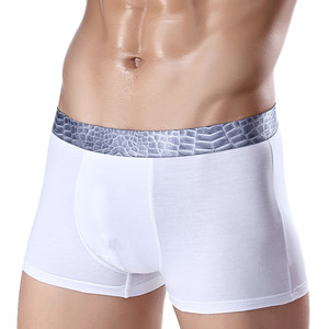 Calzoncillos <span class=keywords><strong>bóxer</strong></span> lisos en blanco sexys, ropa interior al por mayor, calzoncillos de algodón lisos para hombre - Product Image 4