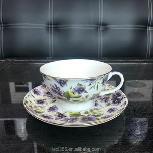 <span class=keywords><strong>Set</strong></span> Tazza e Piattino <span class=keywords><strong>da</strong></span> Tè LEXI in Fine Bone China con Decalcomania Floreale Stile <span class=keywords><strong>Inglese</strong></span> 200ml, Durevole, Vintage, Colori Personalizzabili per Matrimoni - Product Image 2