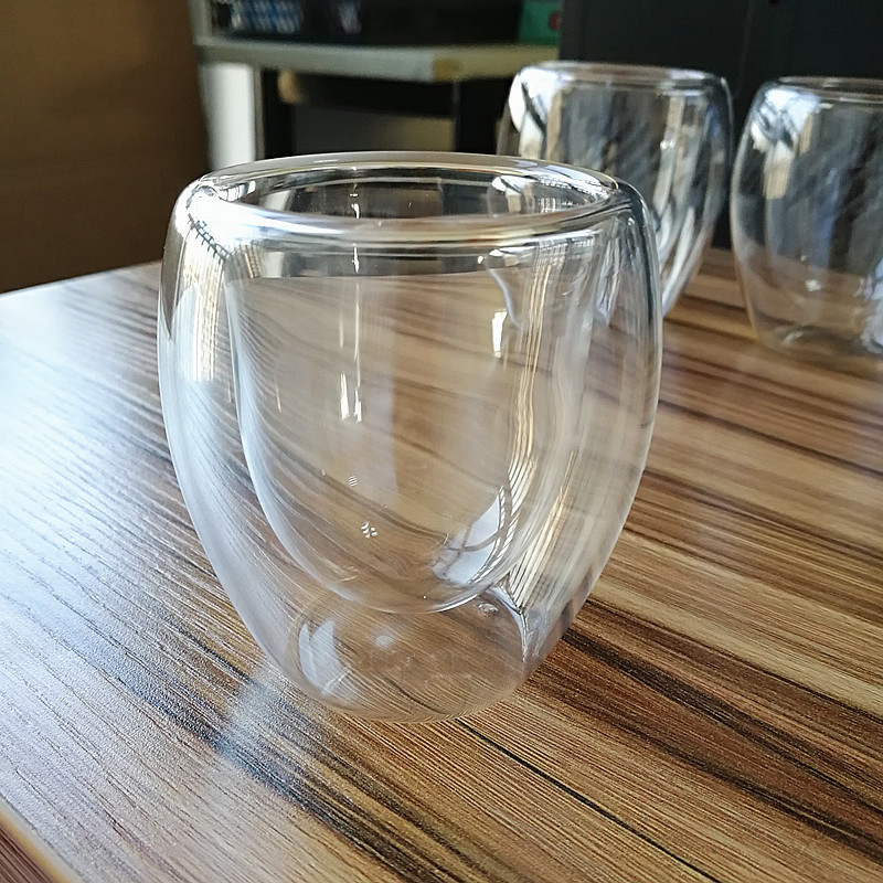 Wholesale double wall glass coffee cup stemless heat resistant double wall glass coffee cup