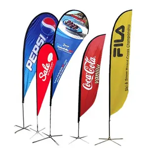 Custom Beach Flags Sports Stand Feather and Teardrop Wind Sail Flag Banner Outdoor Advertising Commerce Cheap Beach Flag